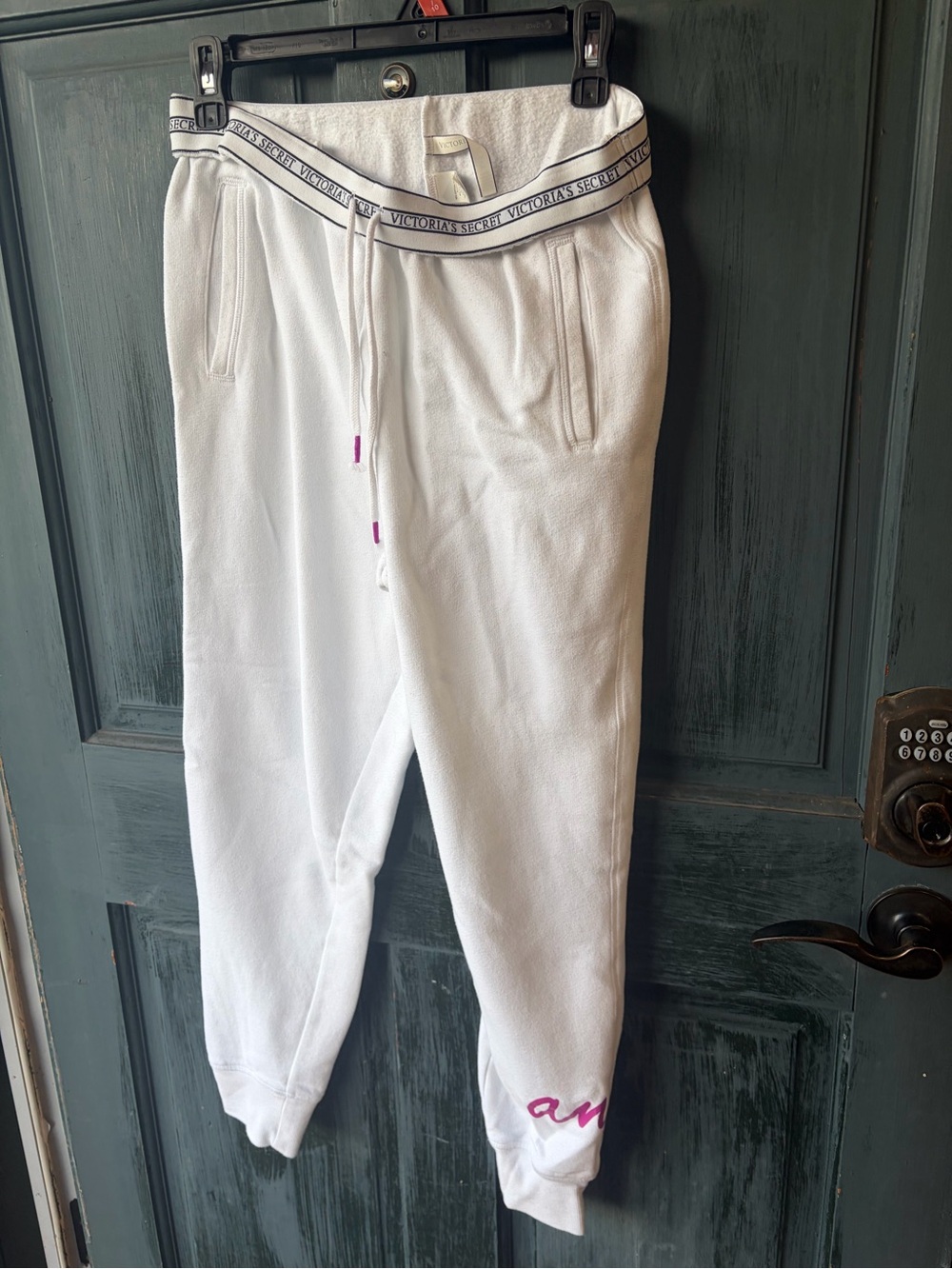 Victoria's Secret White Joggers with Black Logo Trim